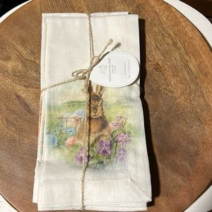 Pottery Barn Meadow 🐰 Bunny Set Of 4 Napkins BNWT